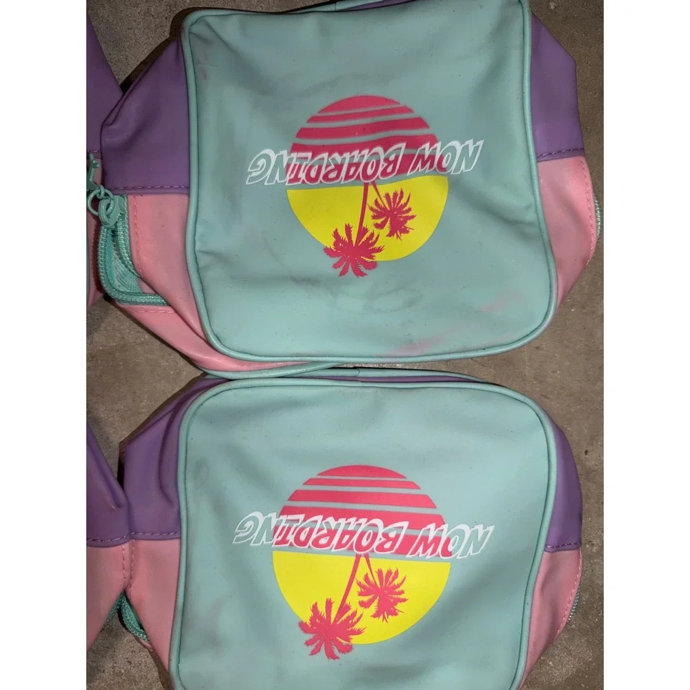Ipsy Now Boarding Retro Tropical‎ Makeup Bag Set of 4 Pastel Colorblock Pouch